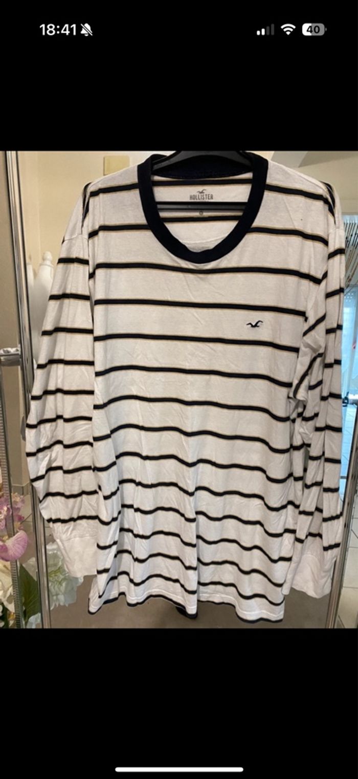 Pull fin rayé homme Hollister XL