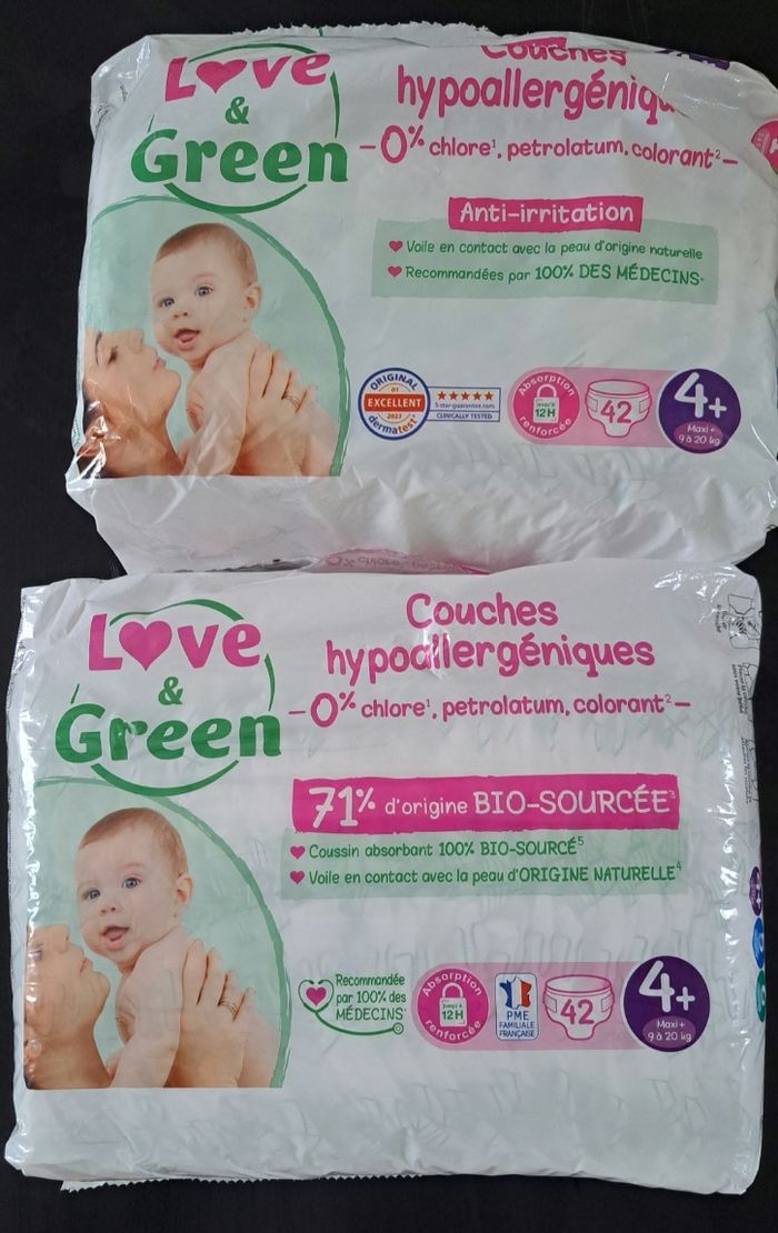 Lot 2 paquets couche Love&Green T4+