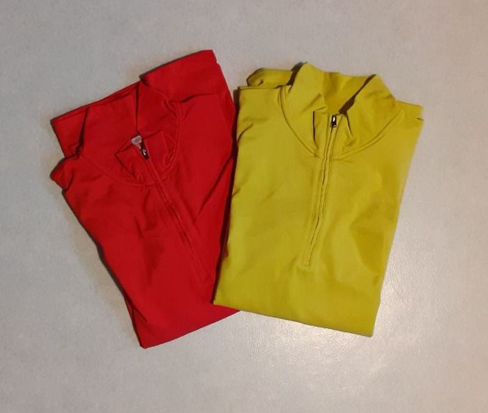 Lot de 2 maillots manches longues 1 rouge et 1 jaune