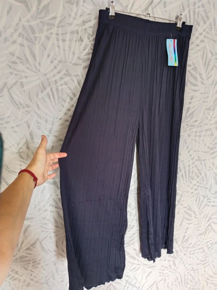 Magnifique pantalon large plissé d'été pour femme taille 36 38 40 42 44 46 - photo numéro 2