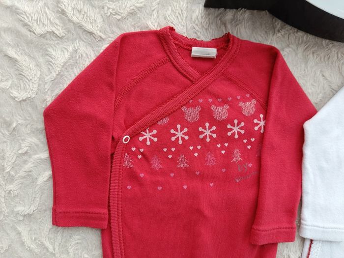Lot de 2 bodies croisés manches longues Fille 3 mois Minnie Noël Absorba 100% coton - photo numéro 4