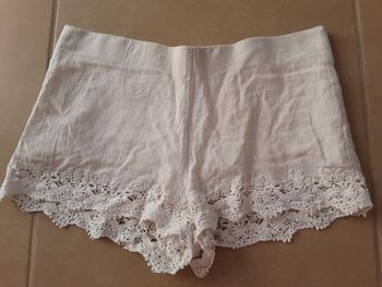 Short beige lin femme M ZARA TBE