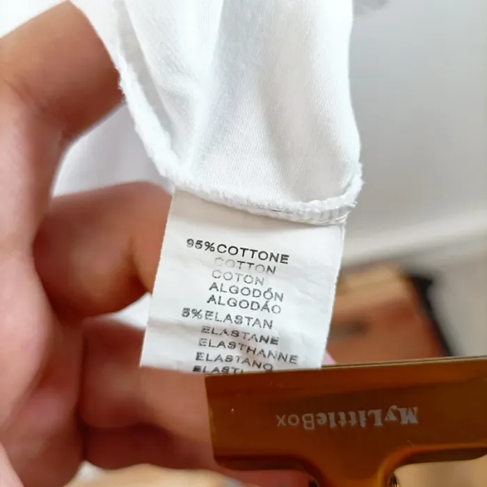 T-shirt blanc L Emi-jo Mademoiselle brodé rouge casual coton stretch col rond A1428 - photo numéro 6