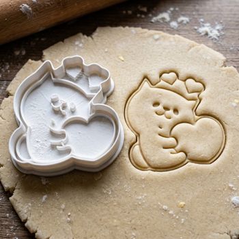 Emporte-pièce Chat Kawaii avec Cœur - Découpoir Sablé et Pâte à Sucre