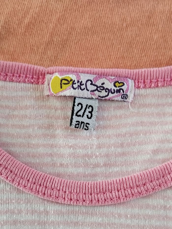 * T-shirt rayé rose et blanc T3A P'tit Béguin - photo numéro 2