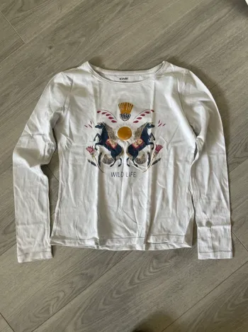Haut manche longue fille motif cheval