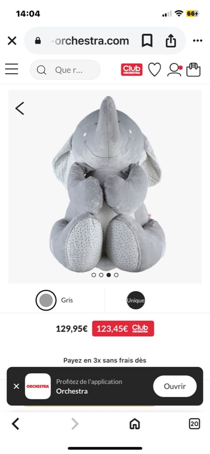 Grande peluche, éléphant Noukie ´s - photo numéro 4