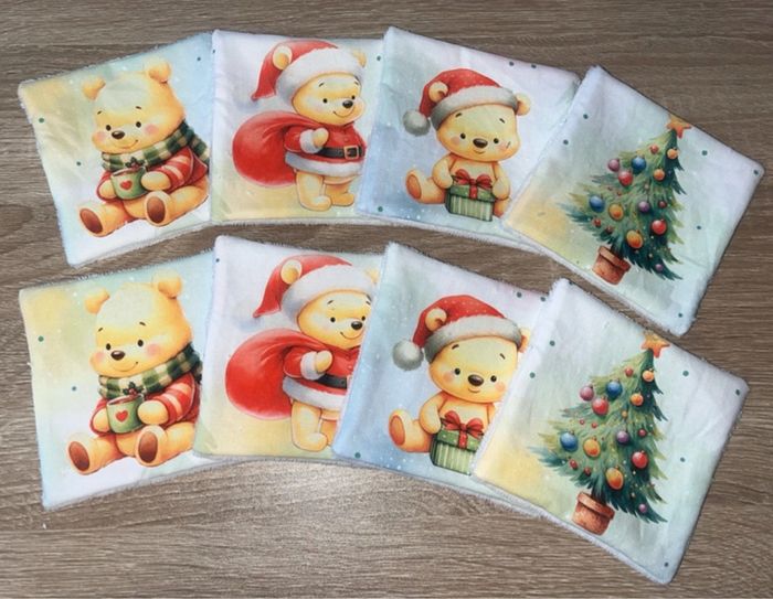 8 lingette lavables bambous Noël