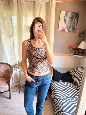 Top débardeur léopard vintage bohème champêtre western