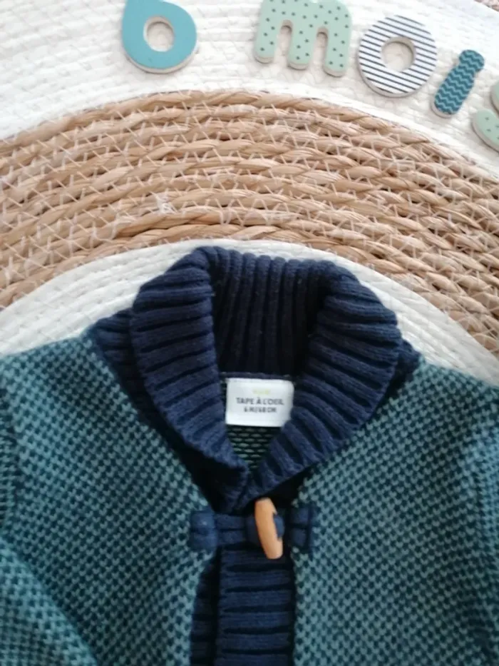 Gilet bleu marine & vert - Tape à l'oeil - 6 mois - photo numéro 2
