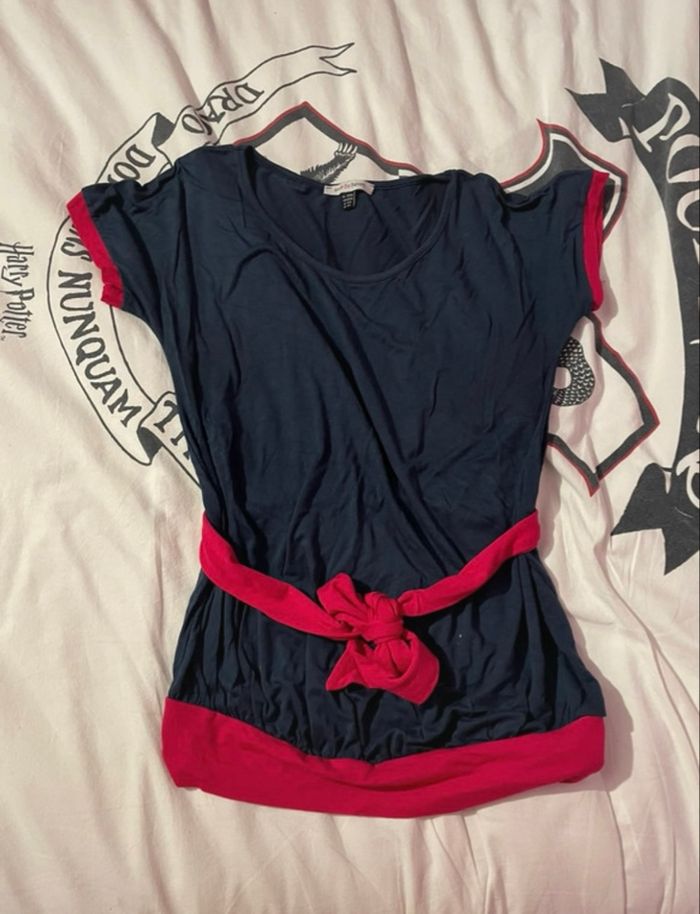 Haut de grossesse rose et marine