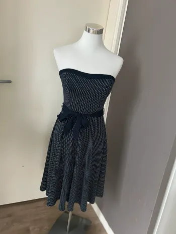 Jacqueline Riu, robe bustier bleue à pois, taille 38