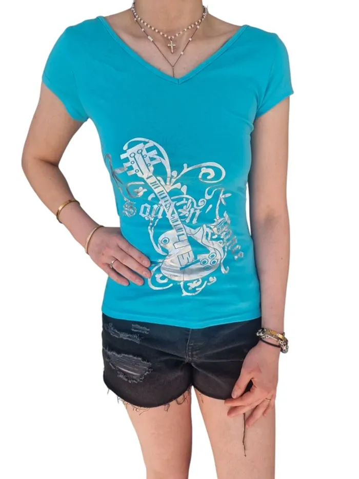 Tee-shirt dos nu Turquoise T.S/M - photo numéro 2