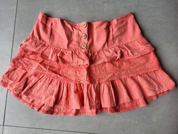 Jupe à volants corail