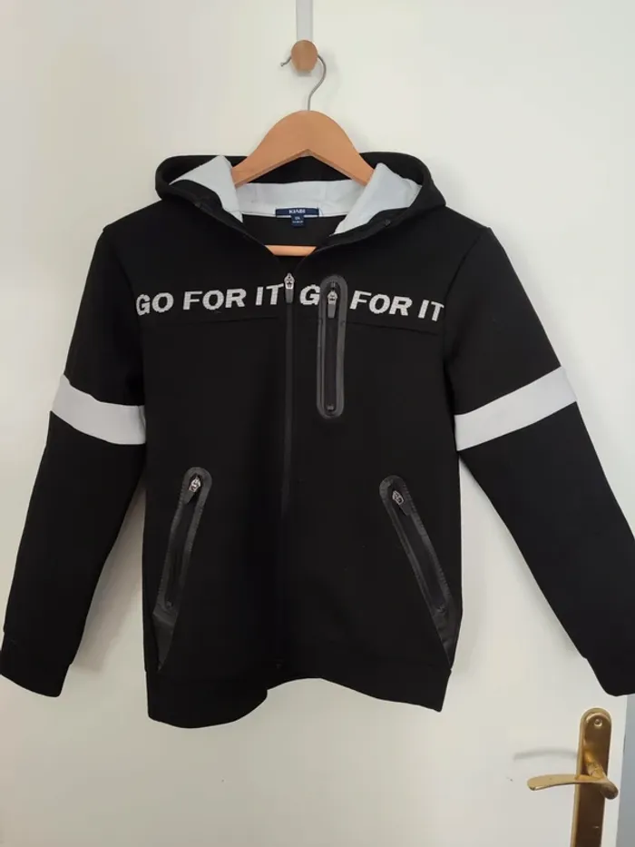 Sweat à capuche zippé 12 ans noir