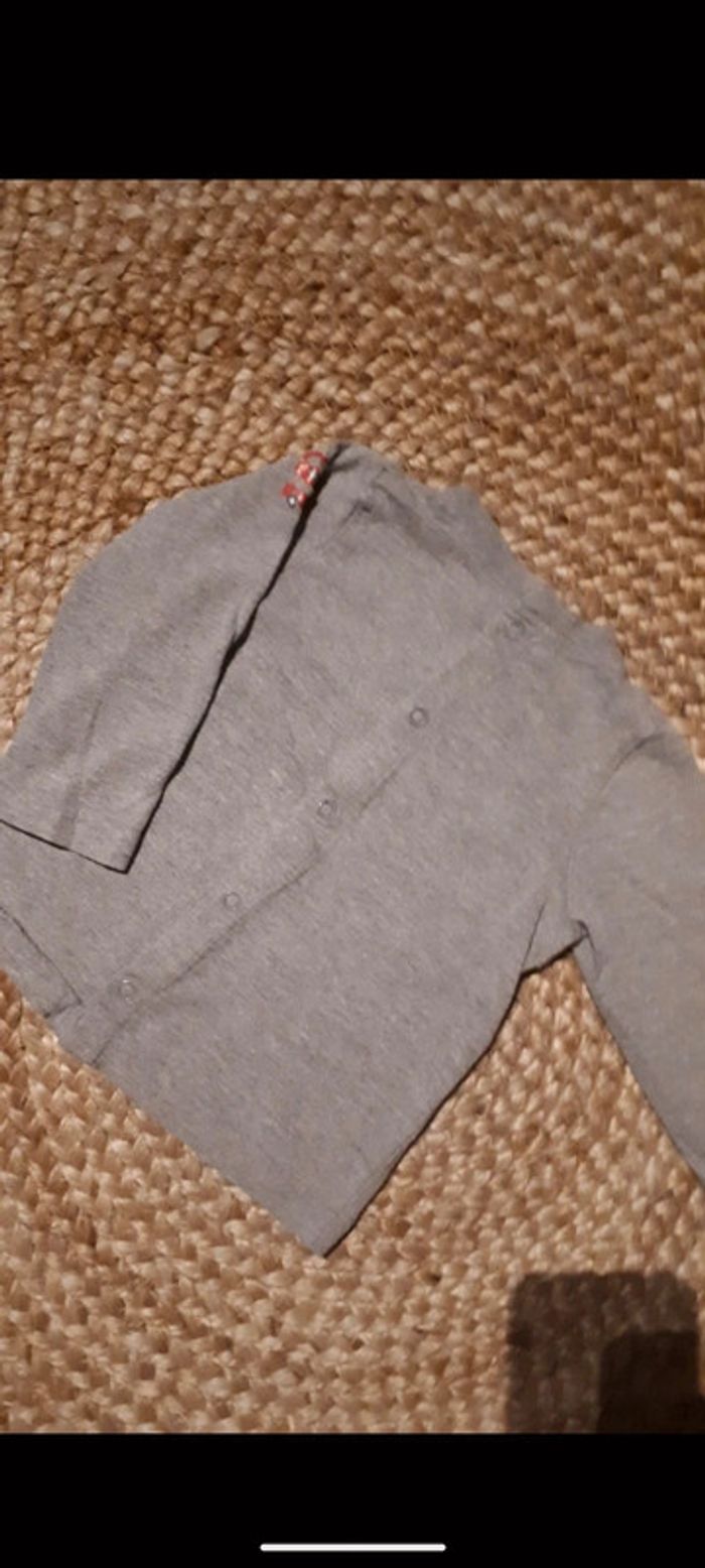 Tee shirt manches longues garçon gris chiné  - 6 mois - photo numéro 3