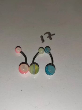 #17 / Lot de 3 piercings nombril acier chirurgical et acrylique