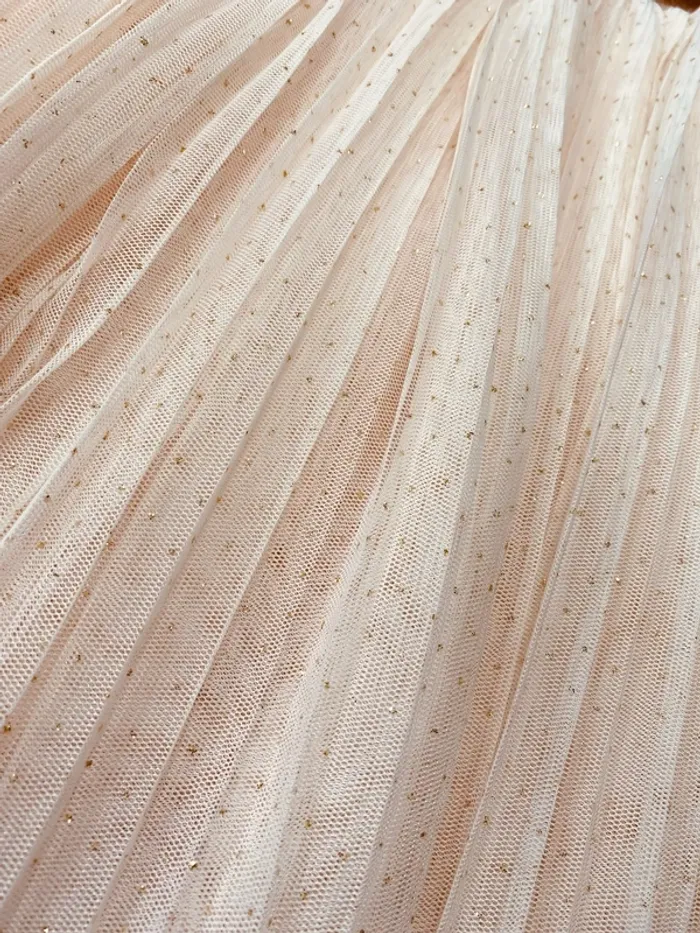 Taille 3-4 ans Robe créateur fille TAO beige pêche doré * satin tulle scintillant * 🩷 - photo numéro 5