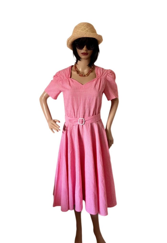 🍓Robe Vintage authentique années 70/80 vichy rose Cottagecore Romantique Retro summer Gingham Dress🍓 - photo numéro 4