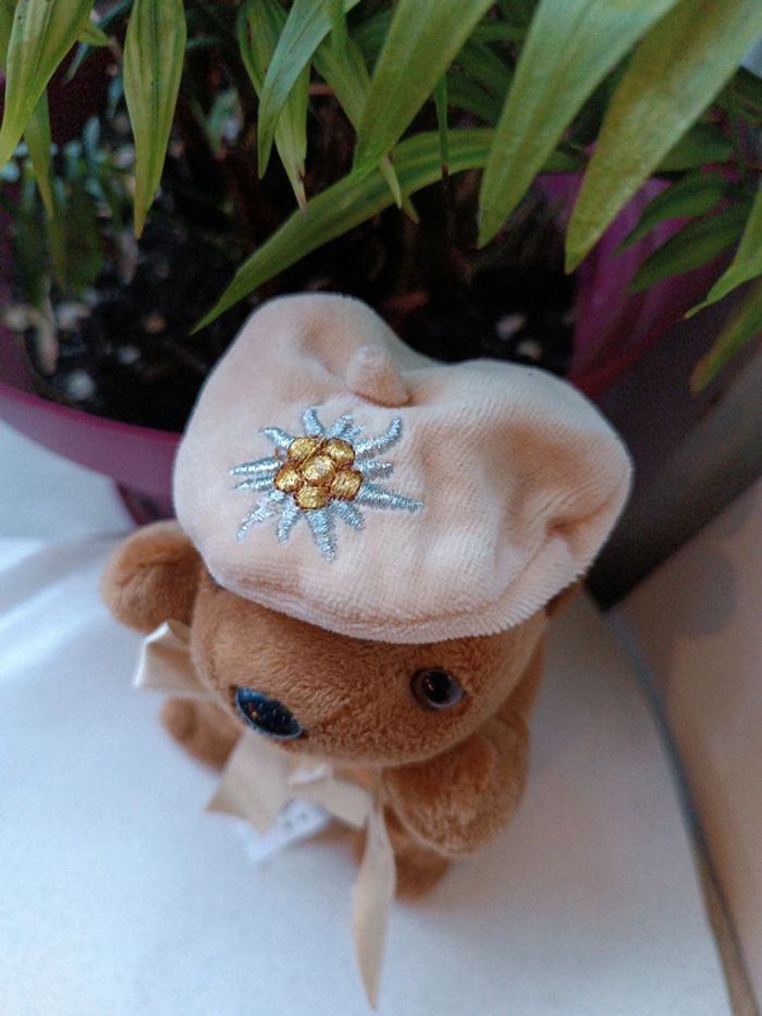 Startoy peluche doudou plush nounours Teddy marmotte Berret chapeau suisse edelweiss fleur flower - photo numéro 2