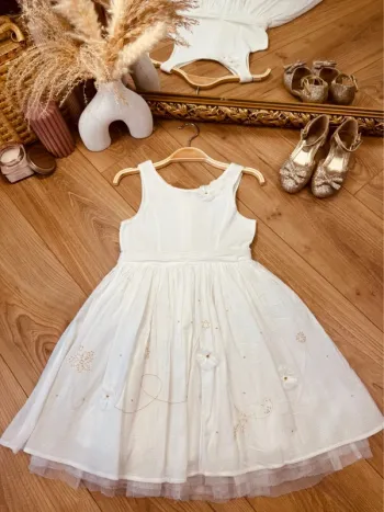 Taille 6 ans Robe cérémonie fille Orchestra blanche dorée * broderie * 🪷