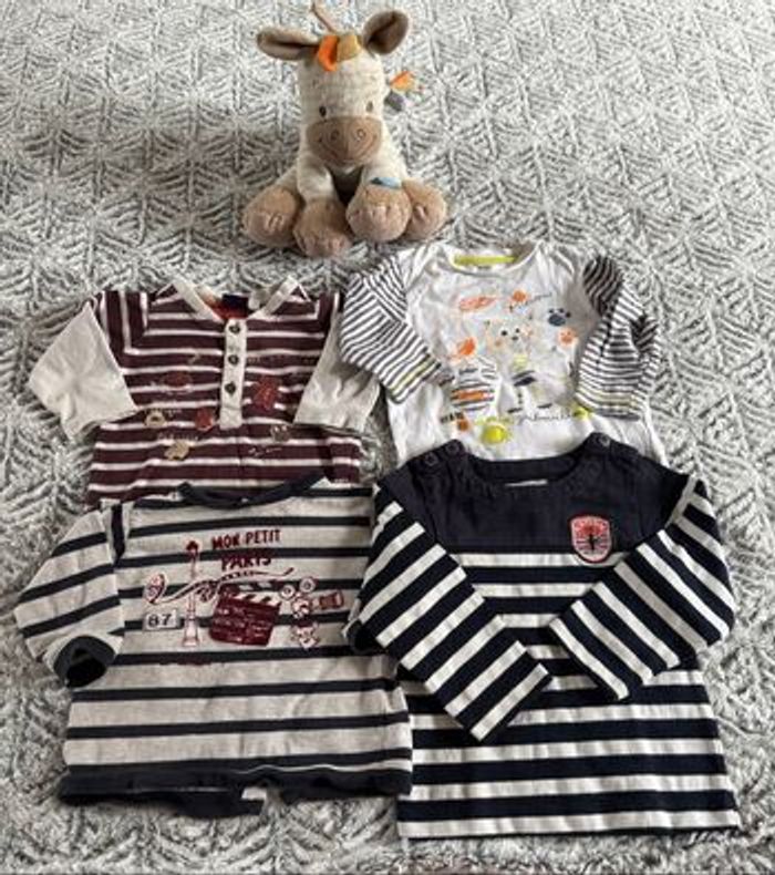 Lot de 6 t-shirts manches longues 9 mois - photo numéro 2