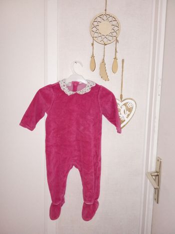 Pyjama bébé fille velour, hiver rose 12 mois