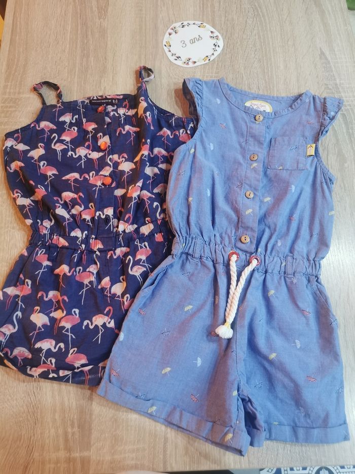 Lot de 2 combishorts été fille 3ans sergent major tbe