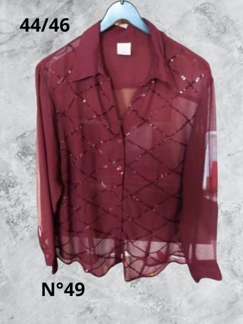 N°49 Chemise bordeaux transparente T44/46. M&S Mode.