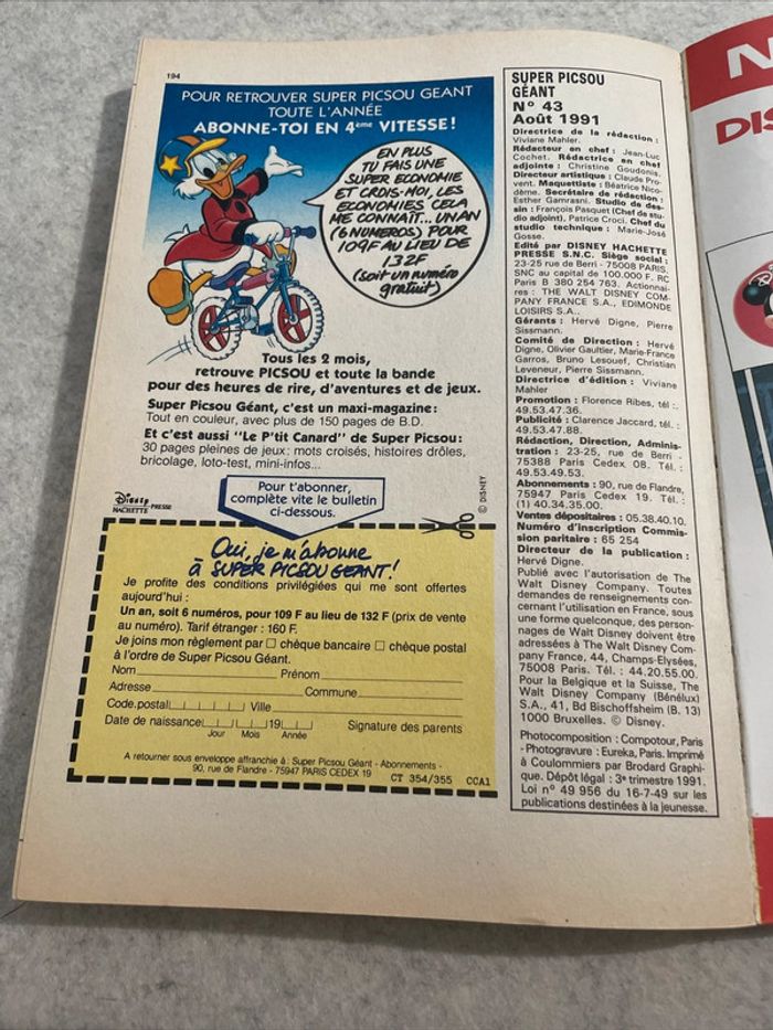 Super Picsou Géant Tome 43 - Août 1991 - photo numéro 3