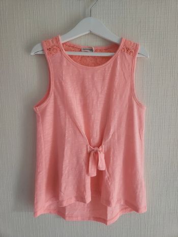 Débardeur corail Orchestra 10 ans dentelle et noeud