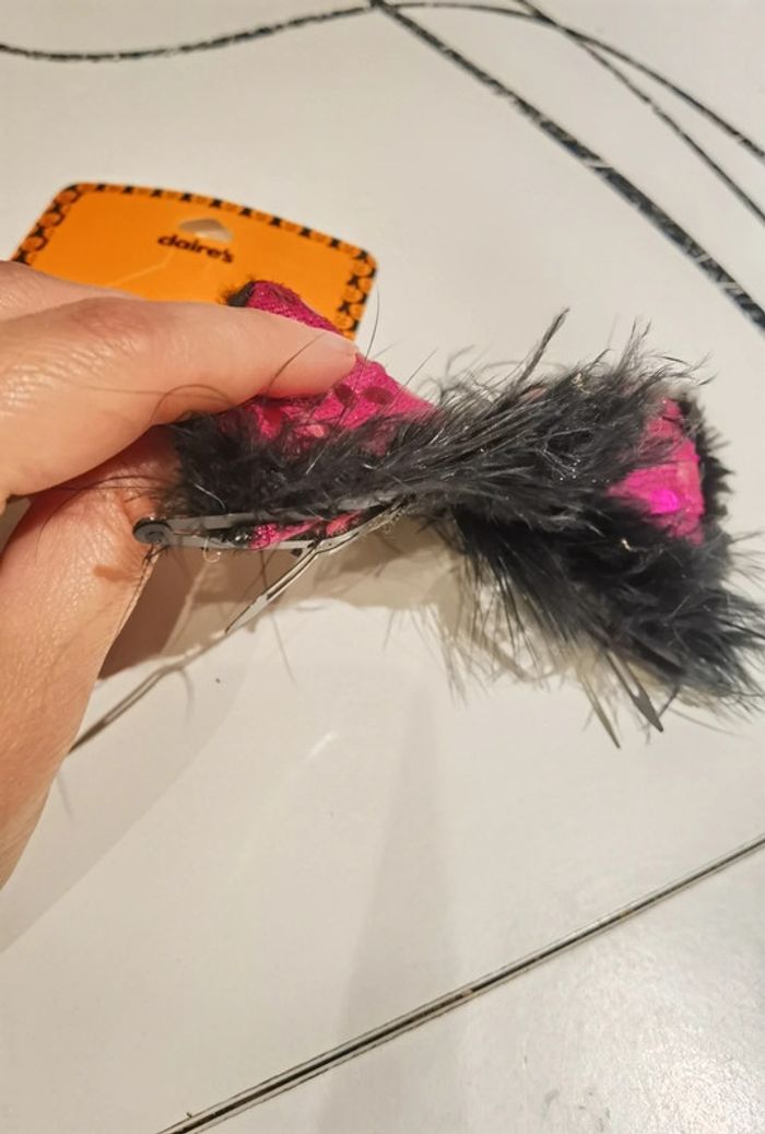 Barrettes "oreilles de chat" rose et noire - photo numéro 3