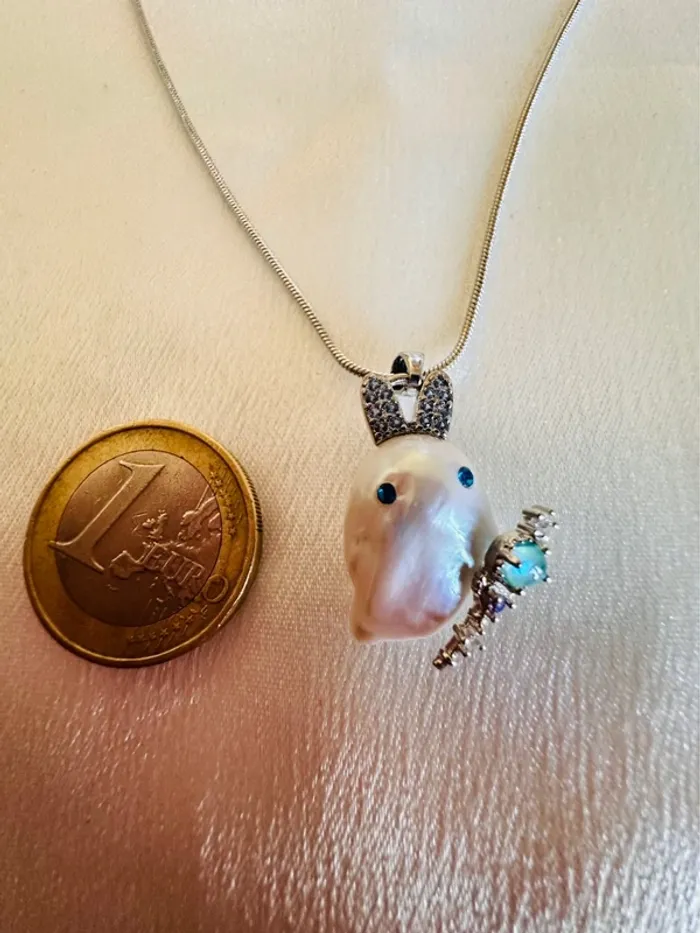 Collier perle naturelle baroque – Petit magicien féérique avec bâton magique - photo numéro 4