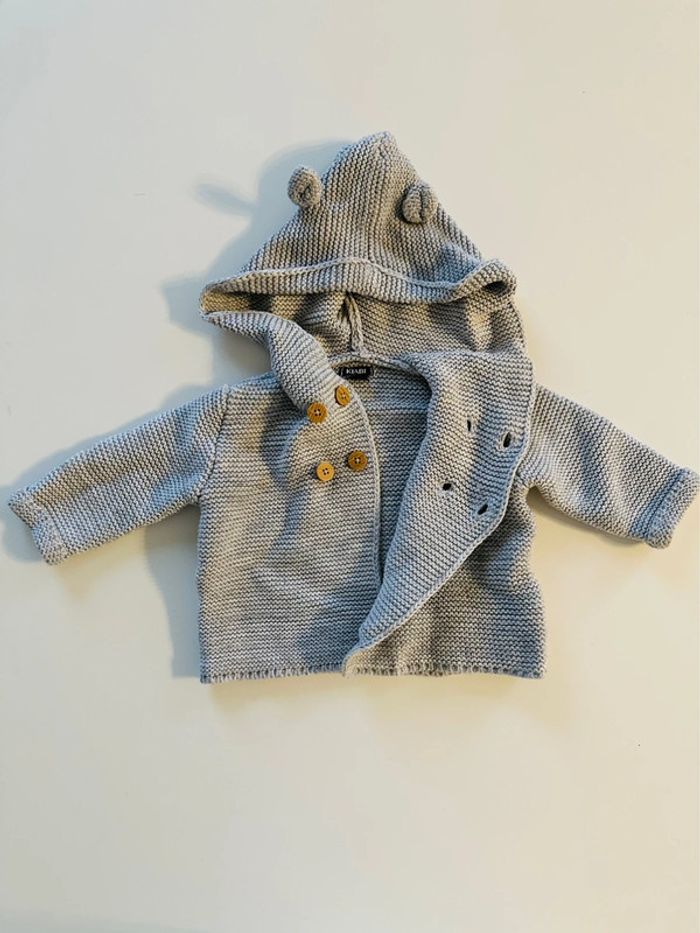 Manteau tricoté à capuche - 6 mois - Kiabi - photo numéro 2