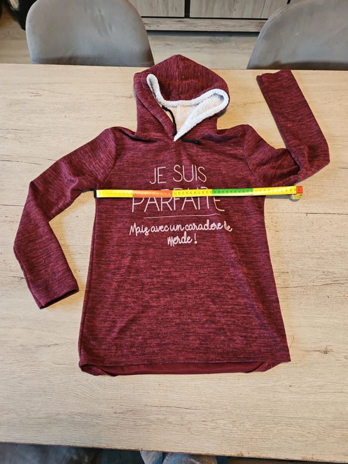 Sweat à capuche bordeu mauve à manches longues, made in Italy, taille XS/S - photo numéro 9
