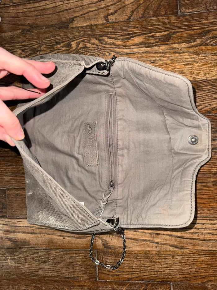 Sac petite mendigote en cuir Taupe irisé - photo numéro 8