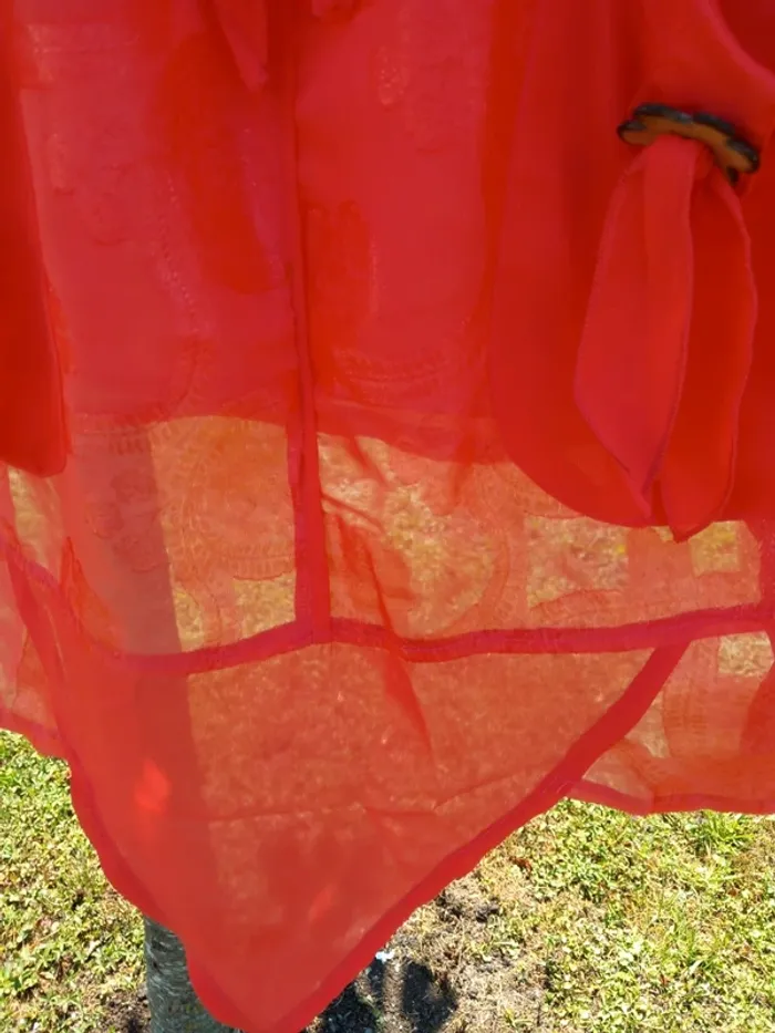 Tunique à voile et décor rose marque laetitia star taille M L - photo numéro 2