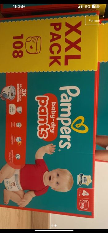 108 couches Pampers pants taille 4 Le carton est neuf