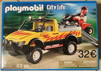Playmobil - 4228 - Pick-up et quad de course rouge