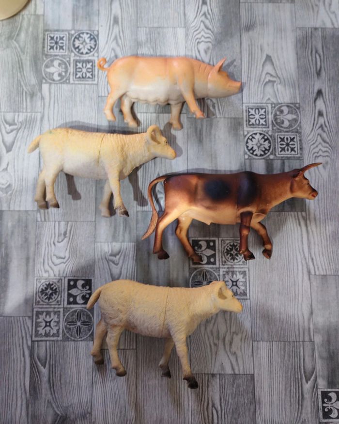 Lot 4 grands animaux ferme cochon mouton - photo numéro 2