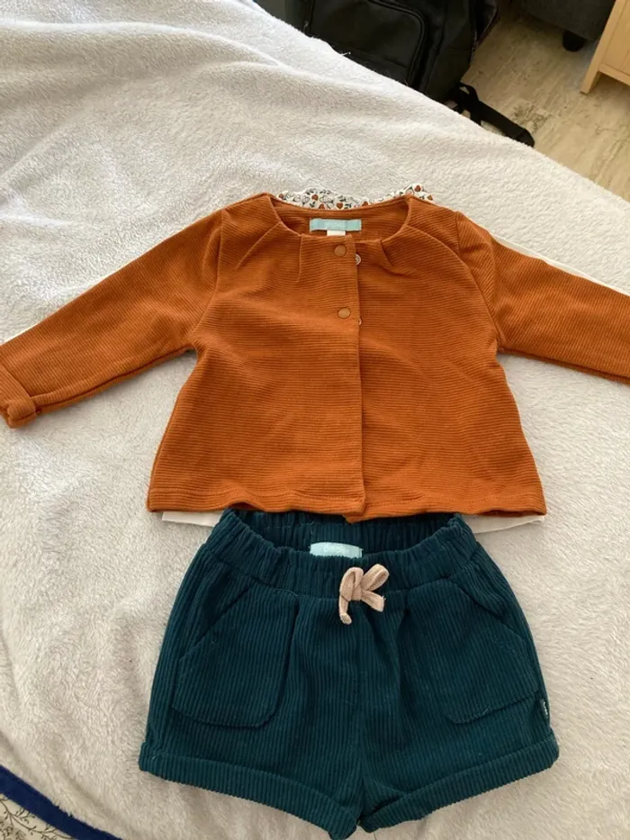 Ensemble, T-shirt, short et gilet Obaibi 6 mois - photo numéro 4