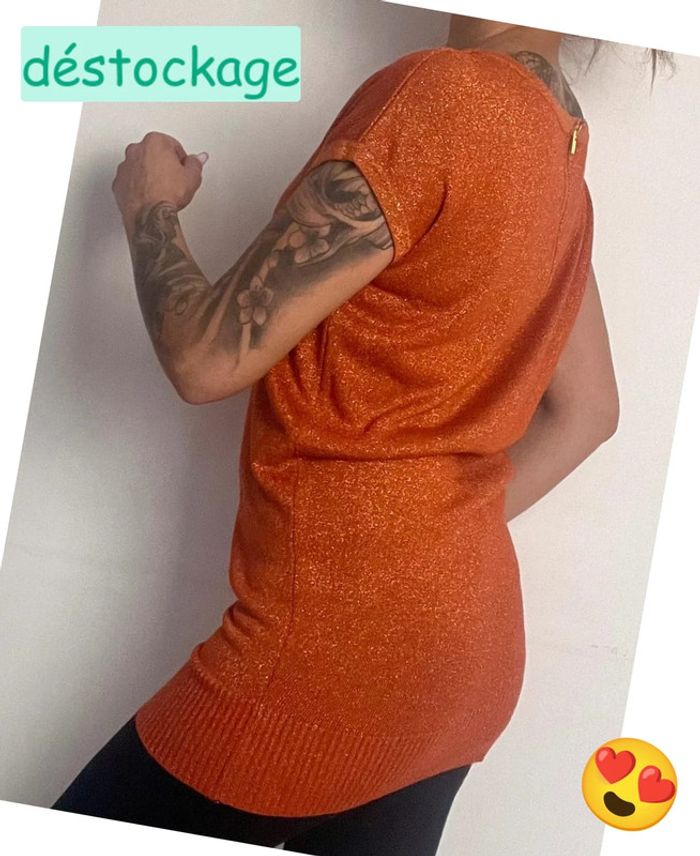 Tunique orange pailletée taille unique - Lolimiss - photo numéro 4