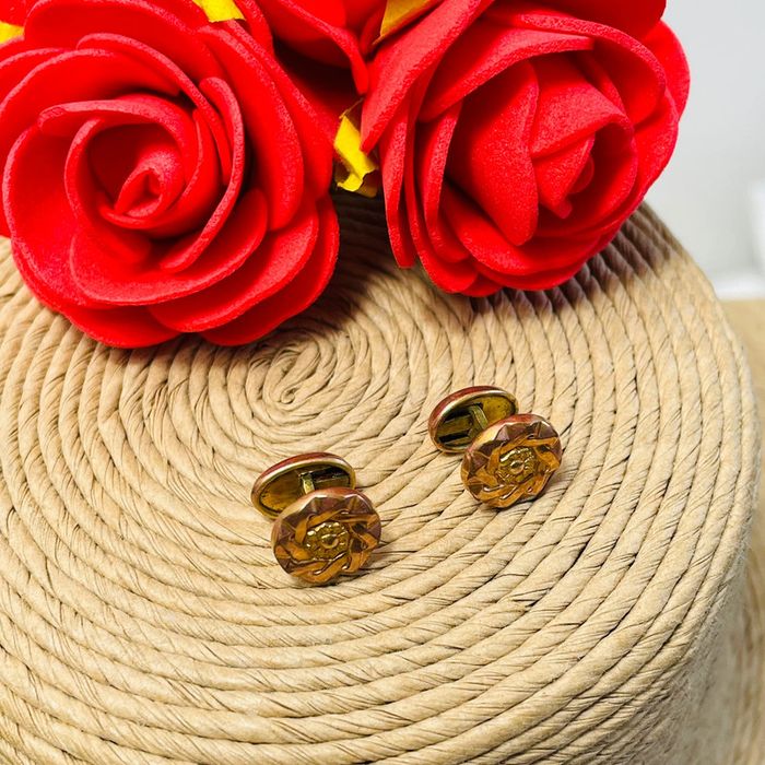 🔥 Rare boutons de manchettes vintage. Rond motifs fleuri. - photo numéro 9