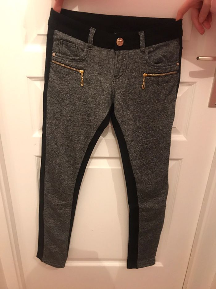 Jean élastique bicolore noir et gris taille 36