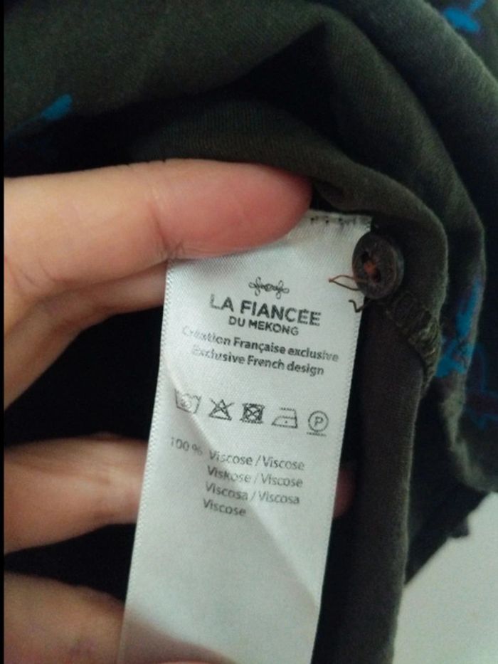 Blouse kaki à motifs oiseaux 36 - photo numéro 4
