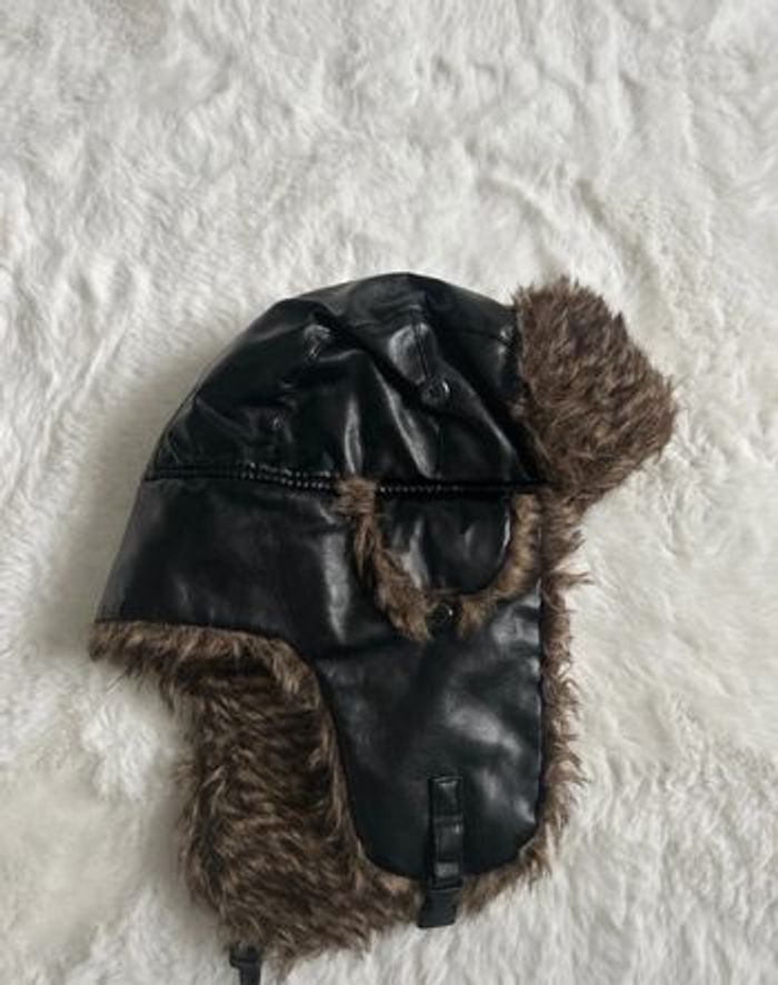 Chapka unisexe  similicuir noir neuve chapeau bonnet - photo numéro 3