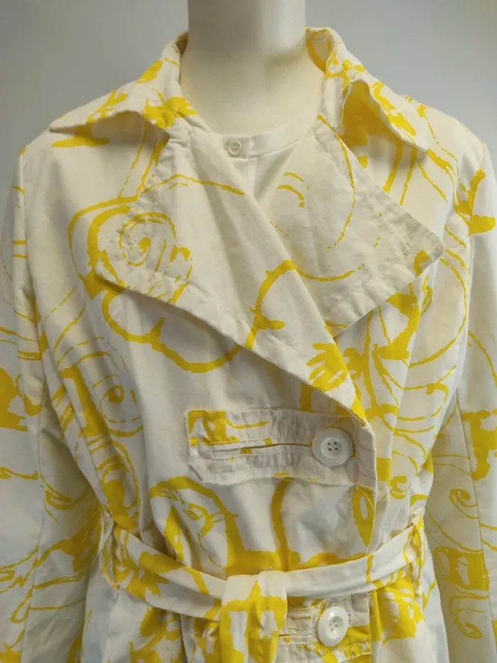 Trench - Not The Same blanc et Jaune vintage à motifs - A271 - photo numéro 3
