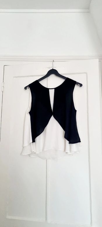 Top débardeur blouse noir et blanc zara M 38