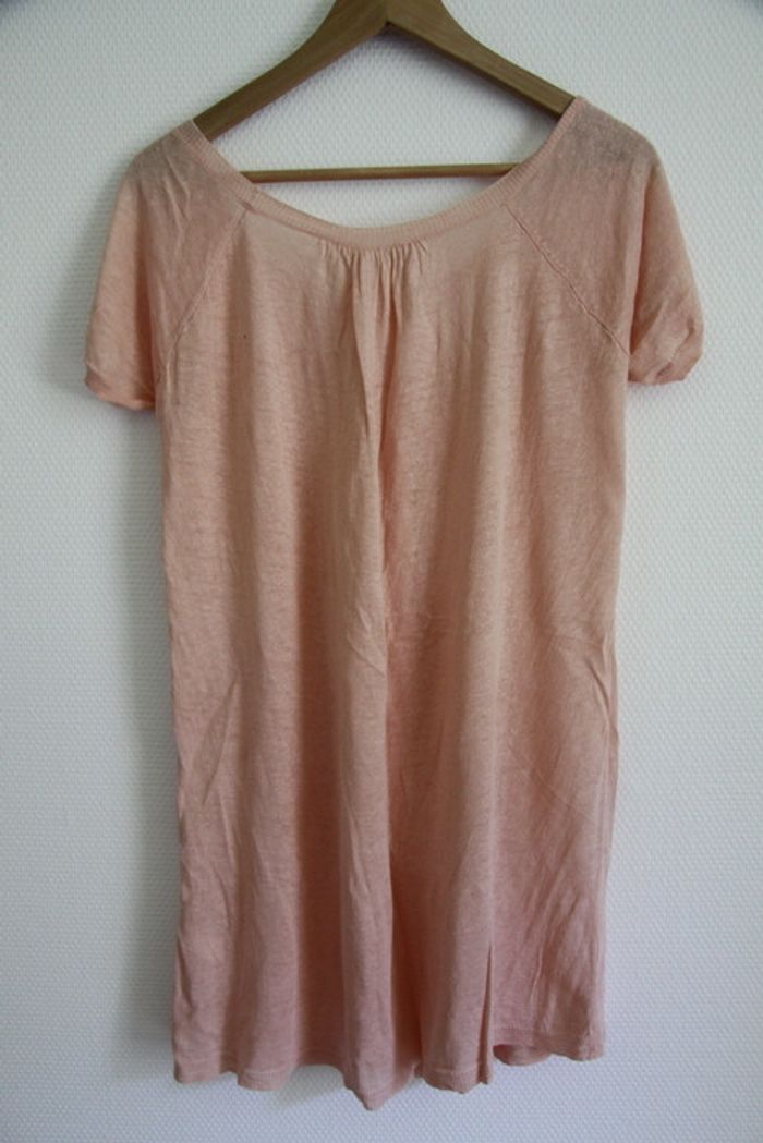 Vintage - robe babydoll rose pastel en 100% lin - photo numéro 3