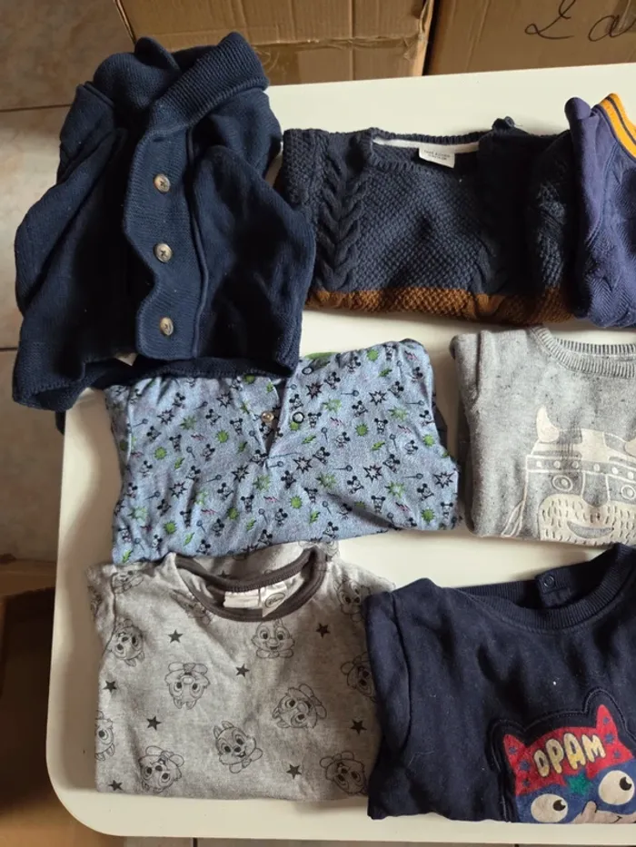 Lot 20 vêtements 1 an - 80 cm garçon - photo numéro 2